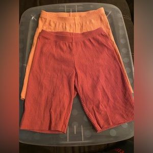 Girls Ribbed Biker Shorts, Set of 2